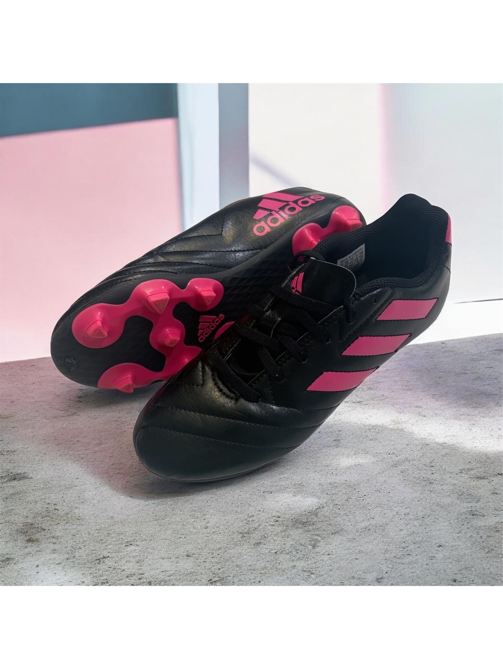 ⚽ adidas Goletto FG Junior Soccer Cleats – Black & Pink | Size 5